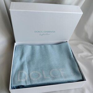 Dolce & Gabbana light blue beach towel in box made in Spain